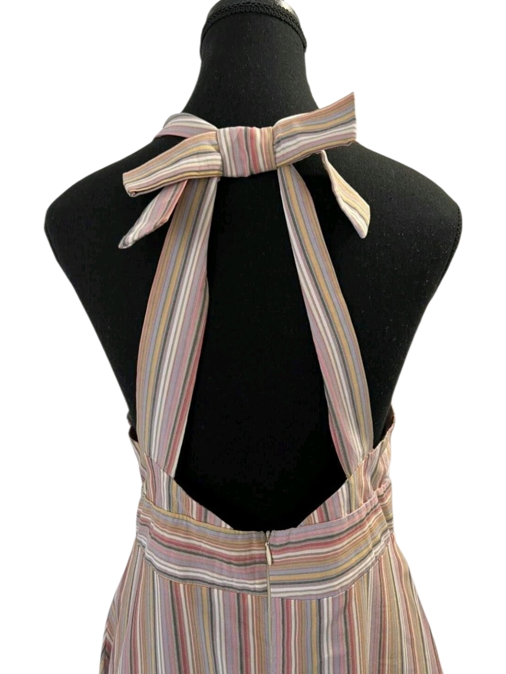 Gypsies & Moondust Halter Striped Midi Dress in Pink, Green, Cream - Picture 2 of 3